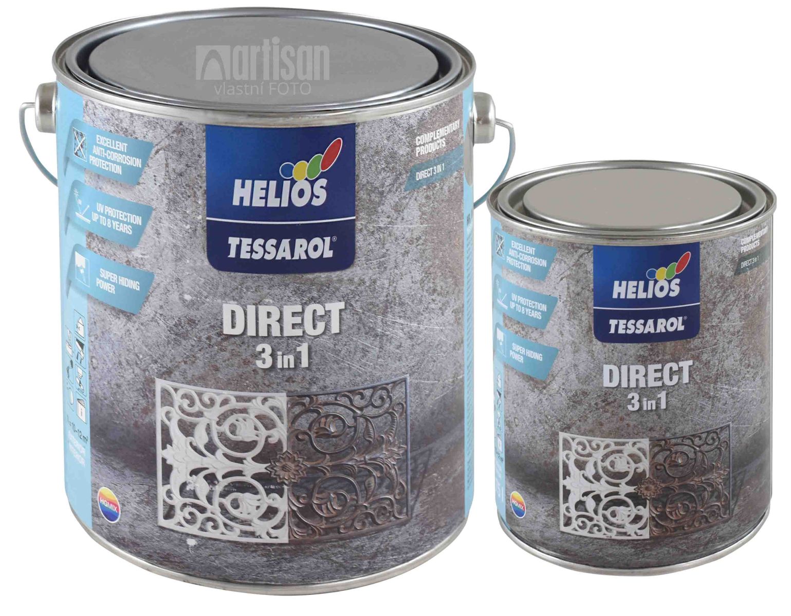 TESSAROL Direct 3in1 - antikorozní barva na kov v objemu 0.75 l a 2.5 l